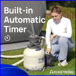 AQUASTRONG Sand Filter Pump for Above Ground 3000 GPH 12in with Timer, Grey