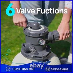 AQUASTRONG Sand Filter Pump for Above Ground 3000 GPH 12in with Timer, Grey