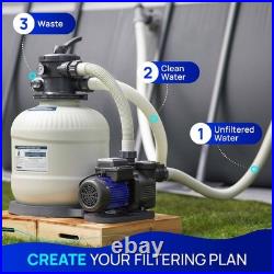 AQUASTRONG Sand Filter Pump for Above Ground 3000 GPH 12in with Timer, Grey