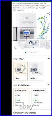 BLUE WORKS Chlorinator Salt Water Pool Chlorine Generator System, 30,000 Gallons