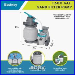 Bestway 1,500 Gallon Sand Filter Pump for Above Ground Outdoor Swimming Pools