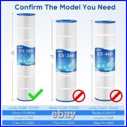 CL580 Pool Filter Cartridges, 4 x 145 sq ft Replacement for Jandy CV580, 4 Pack