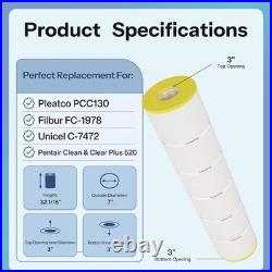 Creeyomise CCP520 Pool Filter Cartridges Pleatco PCC130 Unicel C-7472 4 PACK