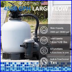 FOTING 16 Sand Filter Pump for Above Ground Pool with Timer, 1 HP 4500GPH