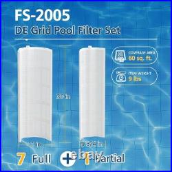 FS-2005 60 Sq. Ft DE Grid Pool Filter 7 Full + 1 Partial, 30 High FS-2005 60 Sq. Ft DE Grid Pool Filter 7 Full + 1 Partial, 30 High