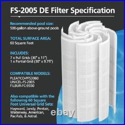 FS-2005 60 Sq. Ft DE Grid Pool Filter 7 Full + 1 Partial, 30 High FS-2005 60 Sq. Ft DE Grid Pool Filter 7 Full + 1 Partial, 30 High