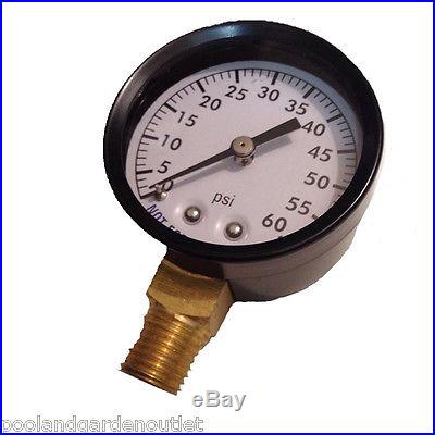 Filter Pressure Gauge Lower Mount 0-60 psi 1/4 Pool Spa