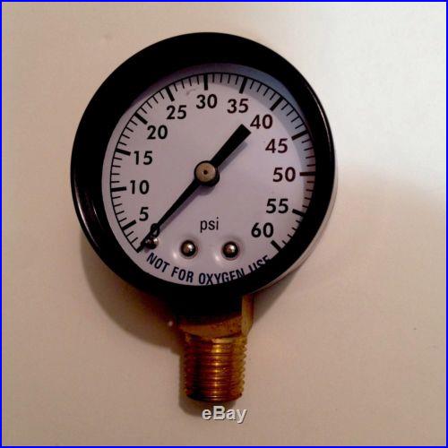 Filter Pressure Gauge Lower Mount 0-60 psi 1/4 Pool Spa