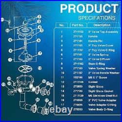 For Pentair FNS, FNS Plus, Nautilus Plus 2'' Threaded Multiport Valve Kit 261152