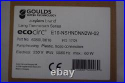Goulds Laing Circulation Pump 230VAC, 3/4barb, 4' Cord, 15GPM, P/N 10-0121-K