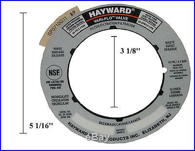 Hayward Sand Filter Valve Label Plate Sticker SPX0710G