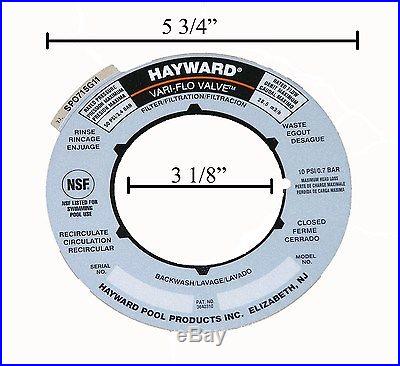 Hayward Sand Filter Valve Label Plate Sticker SPX0715G