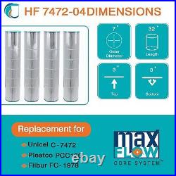 Hurricane Spa Filter Cartridge for Pleatco PCC130 and Unicel C-7472 (4 Pack)