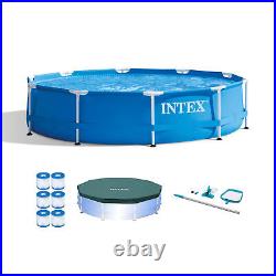 Intex 10' Round Pool with Maintenance Kit, Cover, and Filter Cartridges (6 Pack)