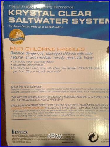 Intex The Ultimate Swimming Experience Krystal Clear Saltwater Pool System NIB