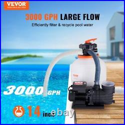 New Sand Filter Above Ground with 3/4HP Pool Pump 3000GPH Flow 14 6-Way Valve