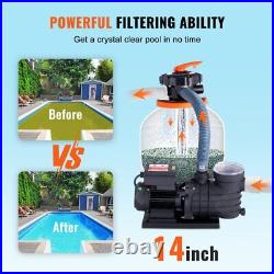 New Sand Filter Above Ground with 3/4HP Pool Pump 3000GPH Flow 14 6-Way Valve