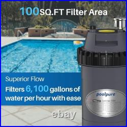 POOLPURE PFT-AF100 Cartridge Pool Filter Tank&Element for Above & Inground Pools