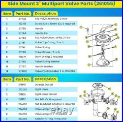 Pentair 2 Multiport Valve 7.5 Centers for Triton and Quad Filters 261055
