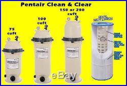 Pentair Pool Filter Cartridge Clean Clear 75 100 150 200 sqft swim NEW Complete
