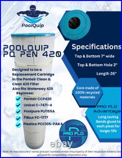 PoolQuip PQ PEN 420 Cartridge 4pk for Pentair Clean & Clear 420 and WaterWay 425 PoolQuip PQ PEN 420 Cartridge 4pk for Pentair Clean & Clear 420 and WaterWay 425