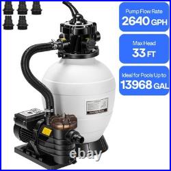 Pool Sand Filter Pump 2640GPH 1/2HP 13 Tank 7-Way Valve Timer Above & In-Ground
