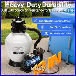 Pool Sand Filter Pump 2640GPH 1/2HP 13 Tank 7-Way Valve Timer Above & In-Ground