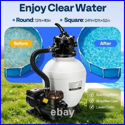 Pool Sand Filter Pump 2640GPH 1/2HP 13 Tank 7-Way Valve Timer Above & In-Ground