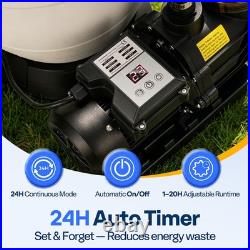 Pool Sand Filter Pump 2640GPH 1/2HP 13 Tank 7-Way Valve Timer Above & In-Ground