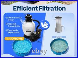 Pool Sand Filter Pump 2640GPH 1/2HP 13 Tank 7-Way Valve Timer Above & In-Ground