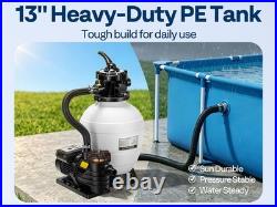 Pool Sand Filter Pump 2640GPH 1/2HP 13 Tank 7-Way Valve Timer Above & In-Ground