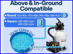 Pool Sand Filter Pump 2640GPH 1/2HP 13 Tank 7-Way Valve Timer Above & In-Ground