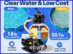 Pool Sand Filter Pump 2640GPH 1/2HP 13 Tank 7-Way Valve Timer Above & In-Ground