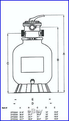 Radiant 16 Inch Above Ground Swimming Pool Sand Filter with6-Way Valve