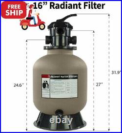 Radiant 16 Inch Above Ground Swimming Pool Sand Filter with 6-Way Valve