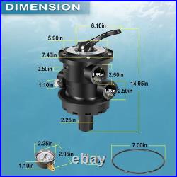 SP0714T Black 7-Way Pool Control Valve Hayward Sand Filter 1.5 FIP Fitting