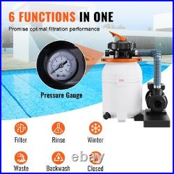 Sand Filter Above Ground 0.33HP Pool Pump 1585GPH Flow 10 6-Way Valve Sand Filter Above Ground 0.33HP Pool Pump 1585GPH Flow 10 6-Way Valve