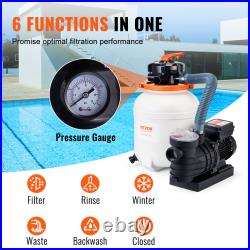 Sand Filter Above Ground 0.35/0.33HP Pool Pump 1585GPH Flow 12/10 6-Way Sand Filter Above Ground 0.35/0.33HP Pool Pump 1585GPH Flow 12/10 6-Way
