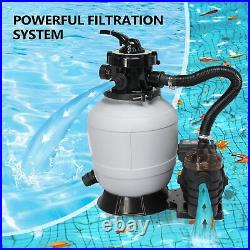 Sand Filter Above Ground 1/2HP Pool Pump 2640GPH Flow 12 for Spas Grey & Black