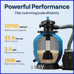 Sand Filter Above Ground with 1/2HP Pool Pump 2850GPH Flow 14 6-Way Valve & Timer