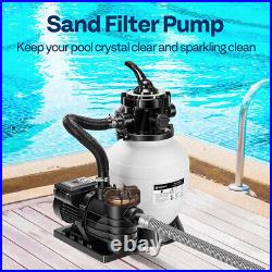 Sand Filter Above Ground with Timer & 1/3HP Pool Pump 2080GPH Flow 12 7-Way Valve