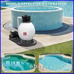 Sand Filter For Above Ground with 1 HP Pool Pump 3880 GPH Flow 16 6-Way Valve