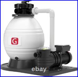 Sand Filter For Above Ground with 1 HP Pool Pump 3880 GPH Flow 16 6-Way Valve