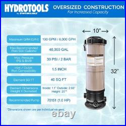 Swimline Hydrotools 40 SF Cartridge Pool Filter Tanks and Elements for Pools