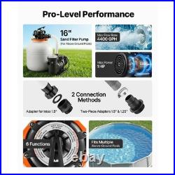 Uimoso 16-Inch Sand Filter Pump with Timer, 1HP, 4400 GPH for Above-Ground Pools