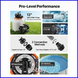 Uimoso Sand Filter Pump for Above Ground Swimming Pools 13 in 3500 GPH 0.75 HP