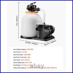 Uimoso Sand Filter Pump for Above Ground Swimming Pools 16 in 4400 GPH 0.75 HP