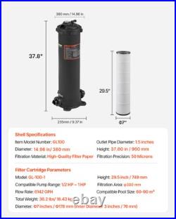 VEVOR 100 sq. Ft² Pool Filter Valve 6142 GPH Swimming Pool Filtration System