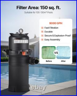 VEVOR 150 sq. Ft² Cartridge Pool Filter Valve 9000 GPH Swimming Pool Filtration