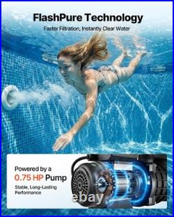 VEVOR FlashPure Sand Filter Pump for Above Ground Pool 14 3500 GPH 0.75HP Timer